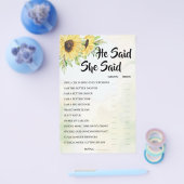 彼は彼女はヒマワリのブライダルシャワーゲームカードと言った チラシ (シングル)