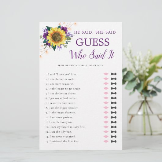 彼は彼女はヒマワリ紫色のライトブライダルと言った (スタンド正面)