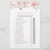 彼は彼女はピンクの花のブライダルシャワーゲームを言った (正面)