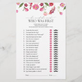 彼は彼女はピンクの花のブライダルシャワーゲームを言った (正面)