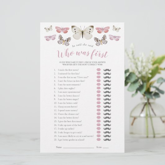 彼は彼女はピンクの蝶のシャワーのゲームを言った (スタンド正面)