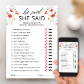 彼は彼女はフローラブライダルシャワーゲームカードと言った 招待状