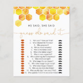 彼は彼女はブライダルシャワーゲームを言った (正面)