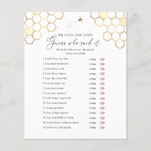 彼は彼女はブライダルシャワーゲームを言った