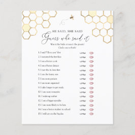 彼は彼女はブライダルシャワーゲームを言った