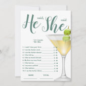 彼は彼女はブライダルシャワーゲームエレガントと言った 招待状 (正面)