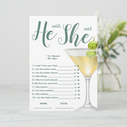 彼は彼女はブライダルシャワーゲームエレガントと言った 招待状 (スタンド正面)