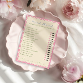 彼は彼女はブライダルシャワーゲームカードと言った 招待状