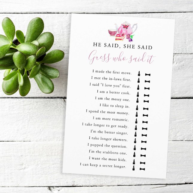 彼は彼女はブライダルシャワーゲーム茶のパーティーを言った (クリエイターアップロード済み)