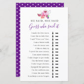 彼は彼女はブライダルシャワーゲーム茶パープルと言った (正面/裏面)