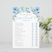 彼は彼女はブライダルシャワーゲーム青フローラと言った (スタンド正面)