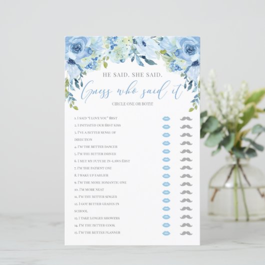 彼は彼女はブライダルシャワーゲーム青フローラと言った (スタンド正面)