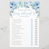 彼は彼女はブライダルシャワーゲーム青フローラと言った (正面)