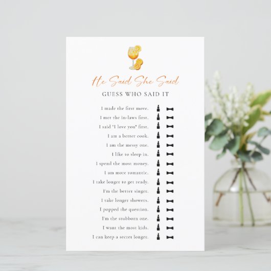 彼は彼女はブライダルシャワーゲームAperol Spritzと言った (スタンド正面)