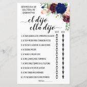 彼は彼女はブライダルシャワーバイリンガルのゲームを言った (裏面)