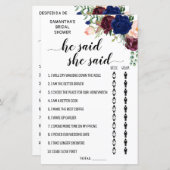 彼は彼女はブライダルシャワーバイリンガルのゲームを言った (正面/裏面)