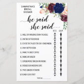 彼は彼女はブライダルシャワーバイリンガルのゲームを言った (正面)