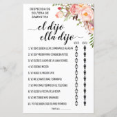 彼は彼女はブライダルシャワーバイリンガルのゲームを言った (裏面)