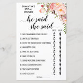 彼は彼女はブライダルシャワーバイリンガルのゲームを言った (正面)