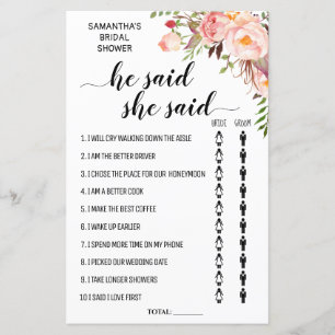 彼は彼女はブライダルシャワーバイリンガルのゲームを言った