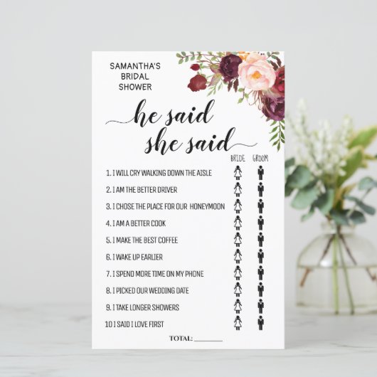 彼は彼女はブライダルシャワーバイリンガルのゲームを言った (スタンド正面)