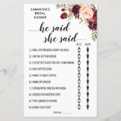 彼は彼女はブライダルシャワーバイリンガルのゲームを言った (正面)