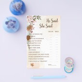 彼は彼女はボー秋のブライダルシャワーゲームを言った チラシ (シングル)