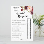 彼は彼女はマルサラフローラブライダルシャワーゲームと言った (スタンド正面)