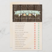 彼は彼女はミントBohoブライダルシャワーゲームを言った (正面/裏面)