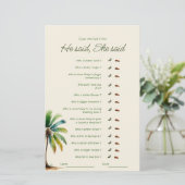 彼は彼女はヤシの木のブライダルシャワーゲームを言った (スタンド正面)