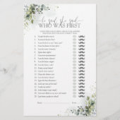 彼は彼女はユーカリブライダルシャワーゲームを言った (正面)