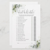 彼は彼女はユーカリブライダルシャワーゲームを言った (正面/裏面)