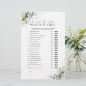 彼は彼女はユーカリブライダルシャワーゲームを言った (スタンド正面)