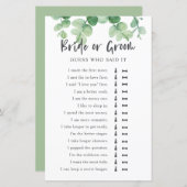 彼は彼女はユーカリブライダルシャワーゲームを言った (正面/裏面)