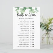 彼は彼女はユーカリブライダルシャワーゲームを言った (スタンド正面)