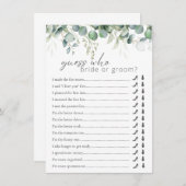 彼は彼女はユーカリブライダルシャワーゲームを言った エンクロージャーカード (正面/裏面)
