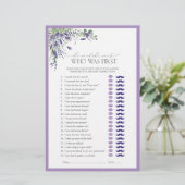 彼は彼女はラベンダーのブライダルシャワーゲームを言った (スタンド正面)