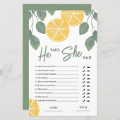 彼は彼女はレモンブライダルシャワーゲームと言った (正面/裏面)