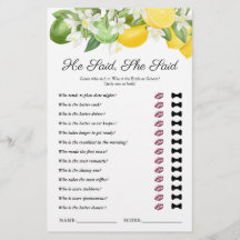 彼は彼女はレモン緑のブライダルシャワーゲームを言った