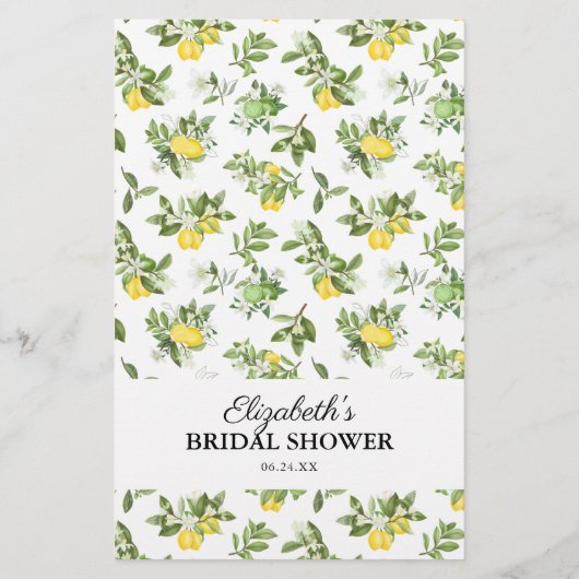 彼は彼女はレモン緑のブライダルシャワーゲームを言った (裏面)