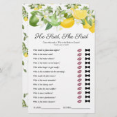 彼は彼女はレモン緑のブライダルシャワーゲームを言った (正面/裏面)