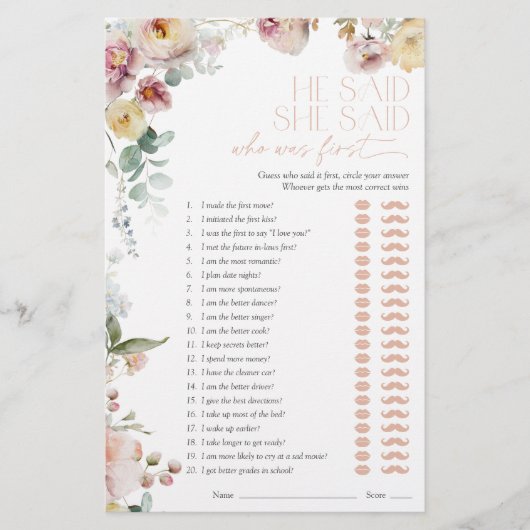 彼は彼女はヴィンテージピンクのブライダルシャワーゲームを言った (正面)