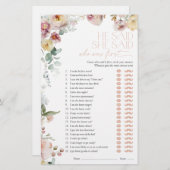 彼は彼女はヴィンテージピンクのブライダルシャワーゲームを言った (正面/裏面)