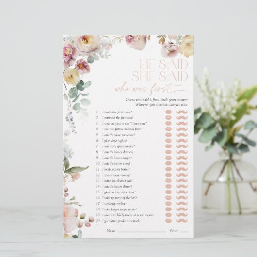 彼は彼女はヴィンテージピンクのブライダルシャワーゲームを言った (スタンド正面)