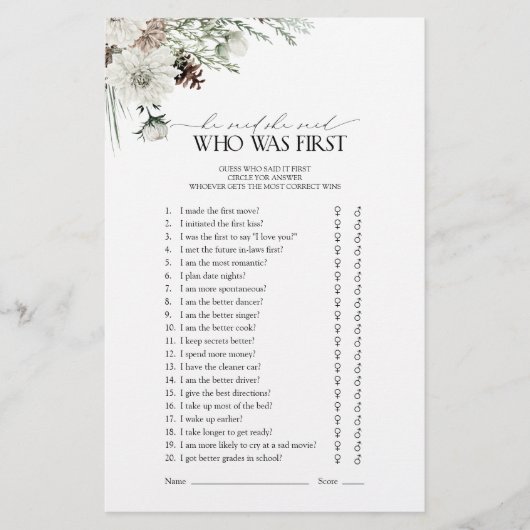 彼は彼女は冬のブライダルシャワーゲームエレガントを言った (正面)