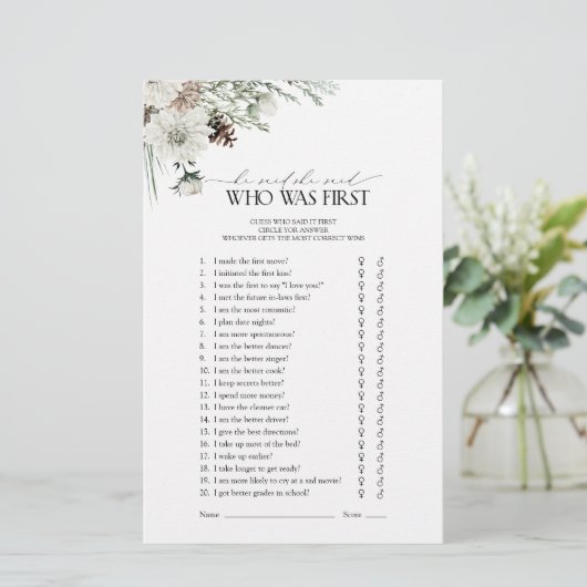 彼は彼女は冬のブライダルシャワーゲームエレガントを言った (スタンド正面)