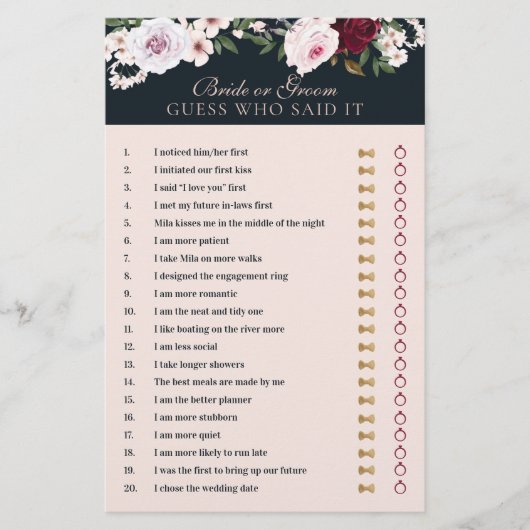 彼は彼女は水色ブルゴーニュ海軍の花模様と言った (正面)