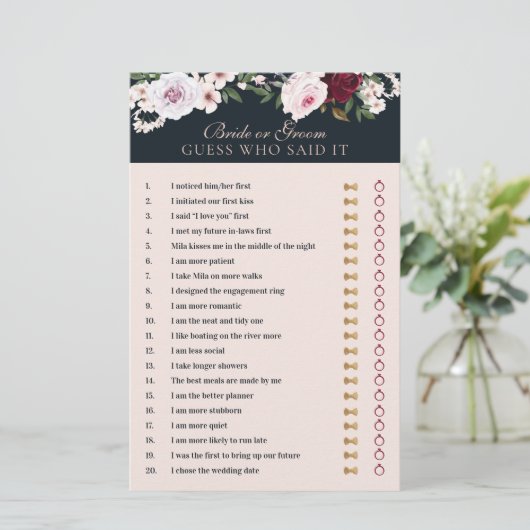 彼は彼女は水色ブルゴーニュ海軍の花模様と言った (スタンド正面)