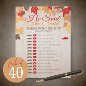 彼は彼女は秋ブライダルシャワーのゲームパックを言った ノートパッド