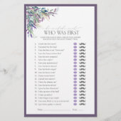 彼は彼女は紫のフローラブライダルシャワーゲームを言った (正面)